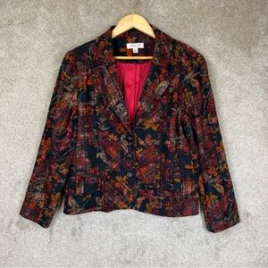 Coldwater Creek Jacket Womens 16 Red Brown Cotton Button Front Pockets- 1604*